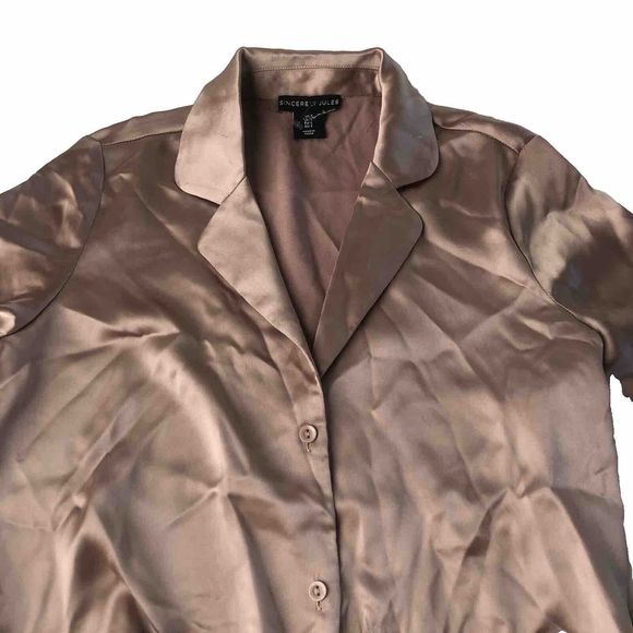 sincerely jules Crop Front Tie Blouse Small Rose Gold - Picture 3 of 13